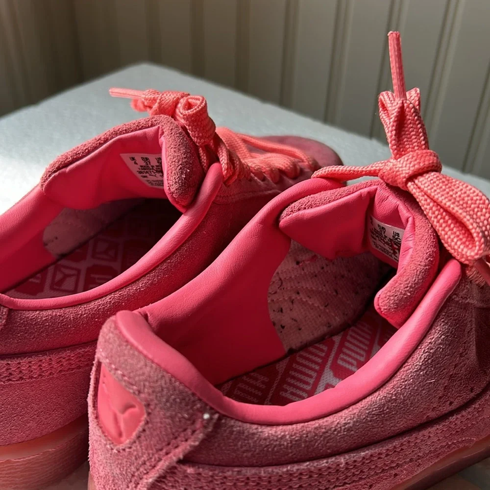 Puma kids Suede Lace Up youth sneakers size 5 pinkish coral
